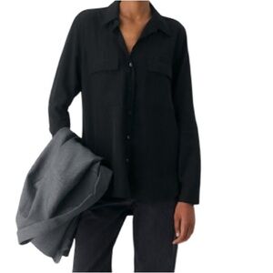 Babaton Aritzia Utility Shirt Faded Black Roll Tab Long Sleeves Flap Pockets S